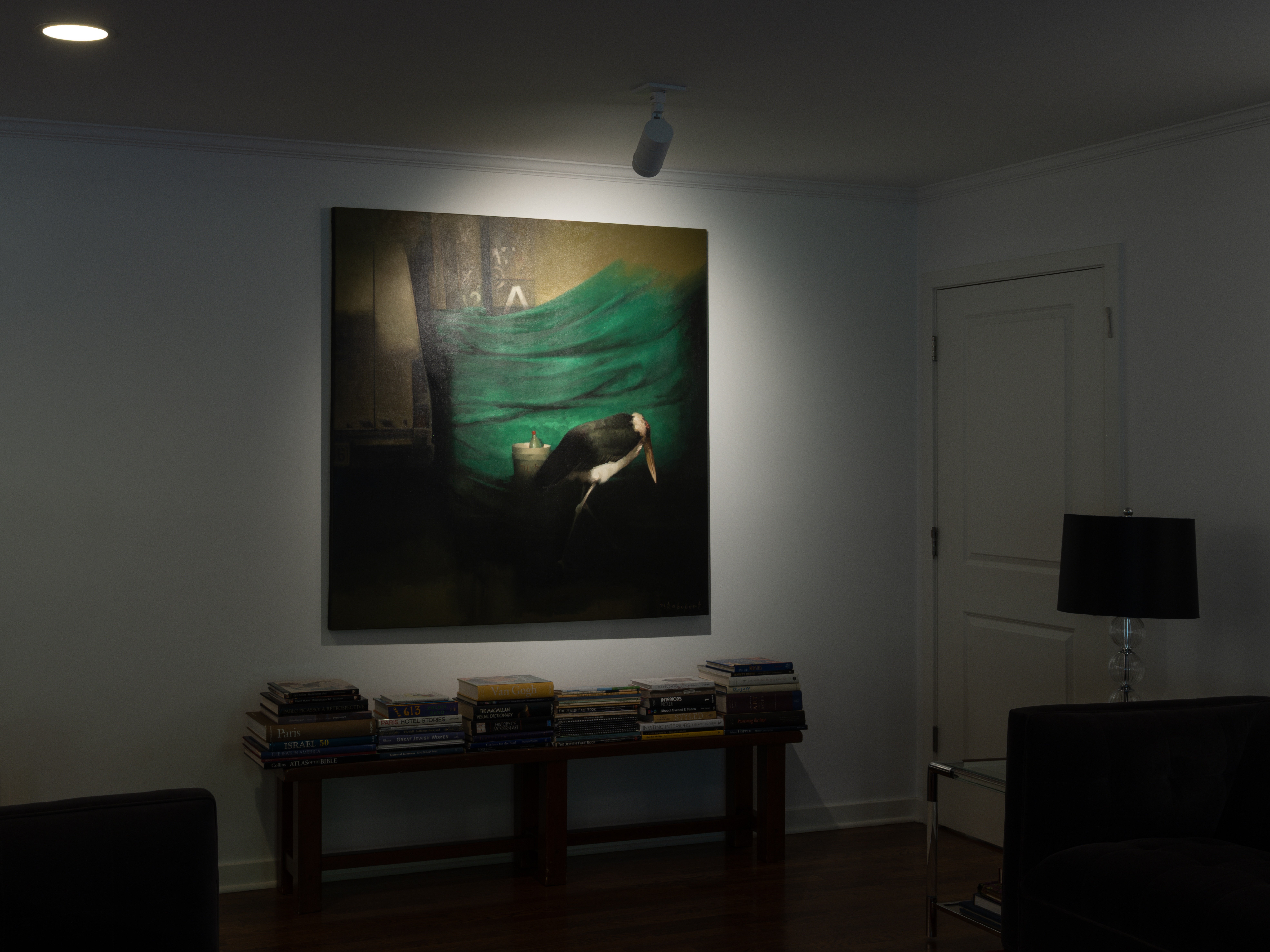 Light revealing brushstrokes and varnish detail without reflections or distortion